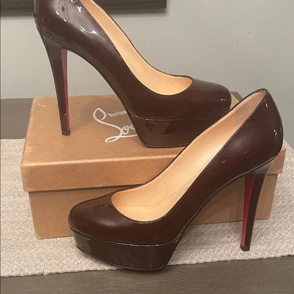 Christian Louboutin Women's maroon red bottom stiletto Heels 7.5 - Picture 2 of 9